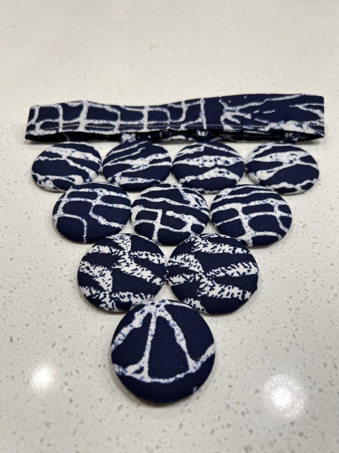 Navy and white handmade statement necklace